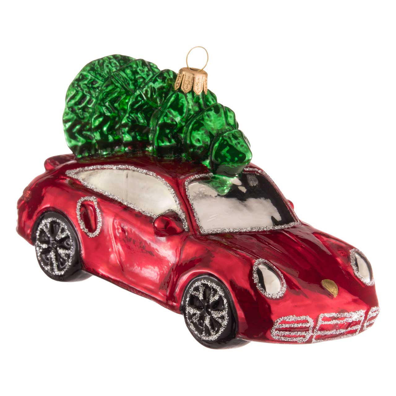 Auto sportiva con albero di Natale Auto sportiva con albero di Natale