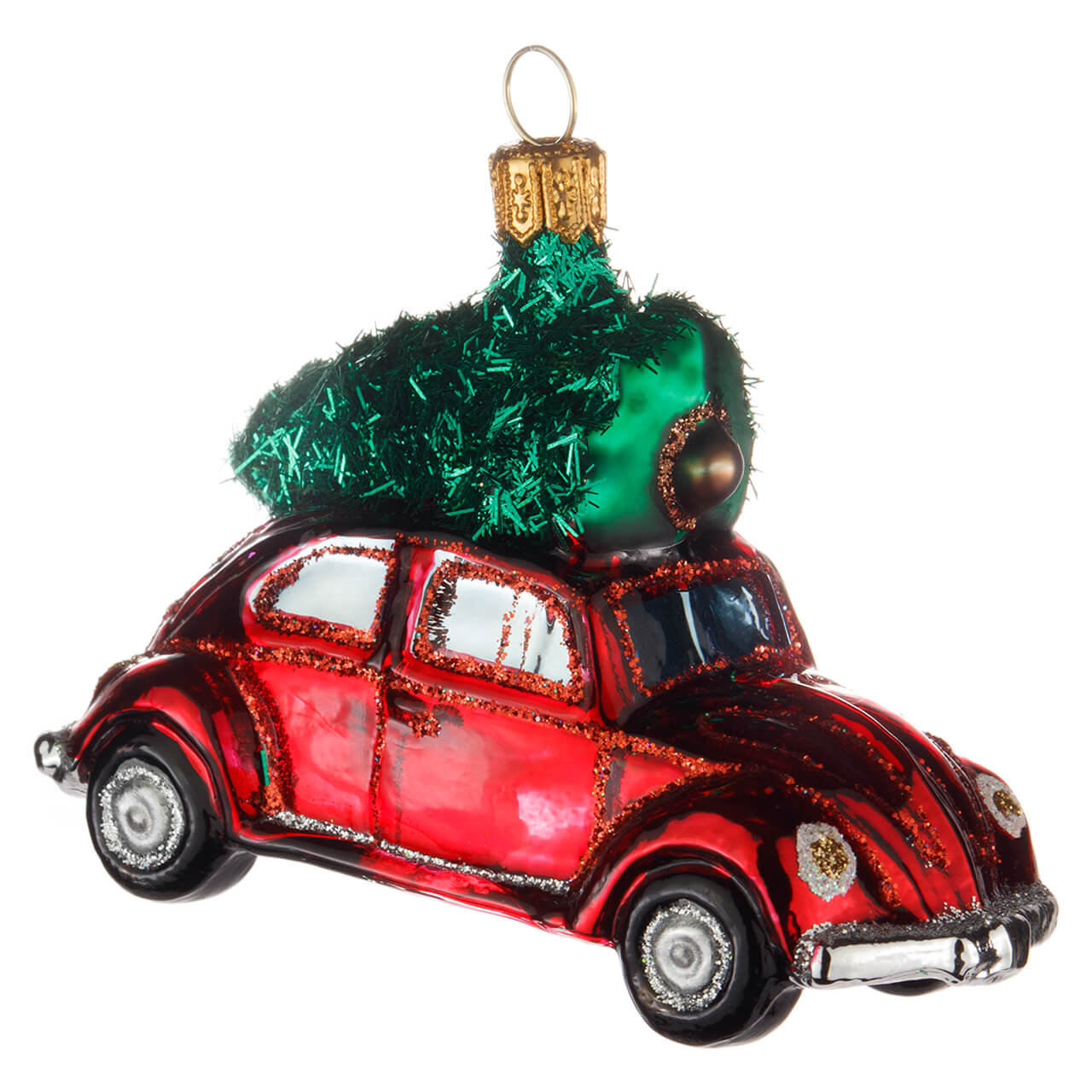 Auto rossa con albero di Natale